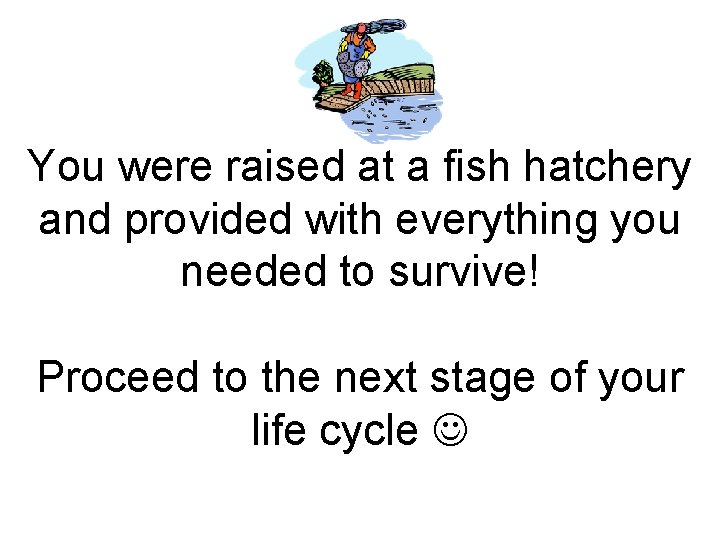 You were raised at a fish hatchery and provided with everything you needed to