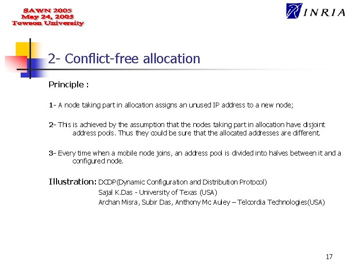 2 - Conflict-free allocation Principle : 1 - A node taking part in allocation