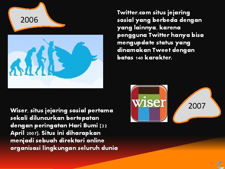 2006 Twitter. com situs jejaring sosial yang berbeda dengan yang lainnya, karena pengguna Twitter