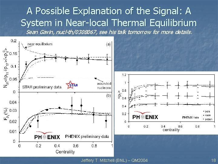 A Possible Explanation of the Signal: A System in Near-local Thermal Equilibrium Sean Gavin,