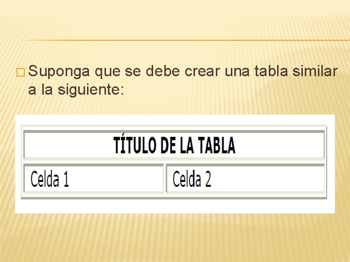 � Suponga que se debe crear una tabla similar a la siguiente: 