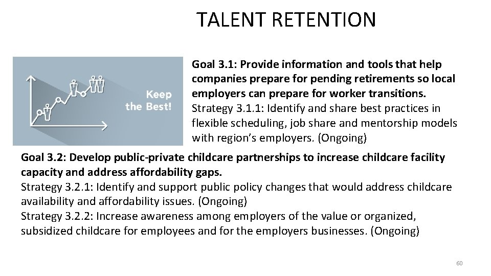 TALENT RETENTION Goal 3. 1: Provide information and tools that help companies prepare for