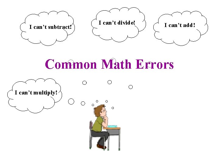 I can’t subtract! I can’t divide! I can’t add! Common Math Errors I can’t
