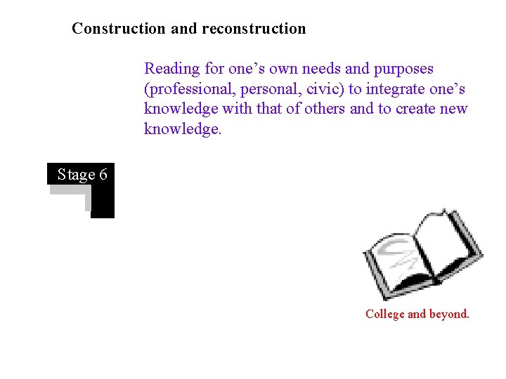 Construction and reconstruction Reading for one’s own needs and purposes (professional, personal, civic) to