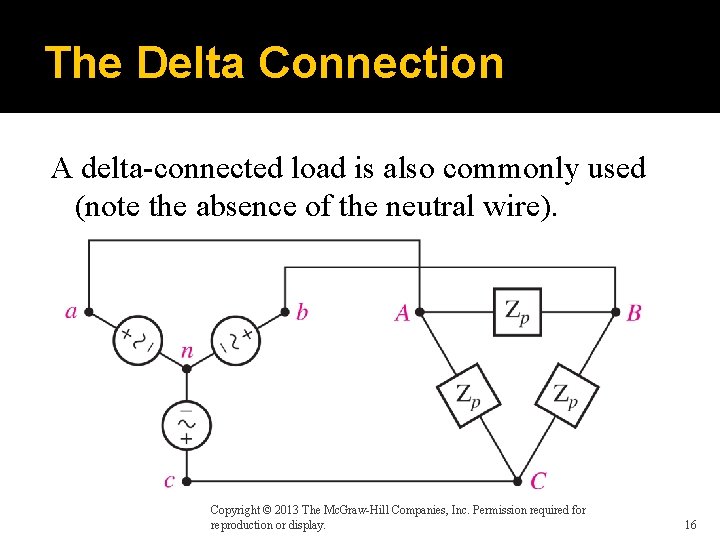 The Delta Connection A delta-connected load is also commonly used (note the absence of