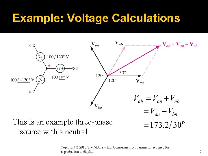 Example: Voltage Calculations This is an example three-phase source with a neutral. Copyright ©