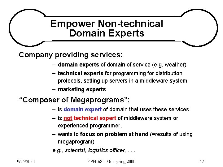 Empower Non-technical Domain Experts Company providing services: – domain experts of domain of service
