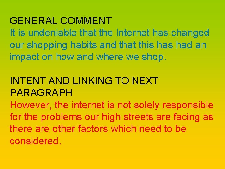 GENERAL COMMENT It is undeniable that the Internet has changed our shopping habits and