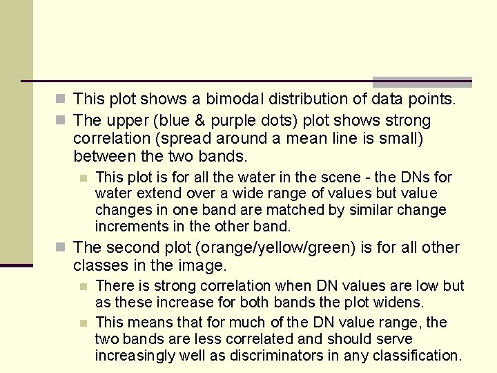 n This plot shows a bimodal distribution of data points. n The upper (blue