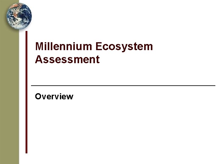 Millennium Ecosystem Assessment Overview 