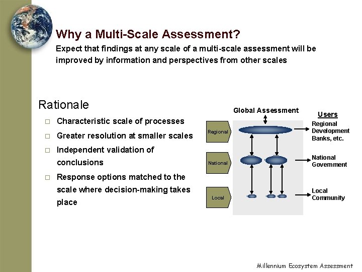 Why a Multi-Scale Assessment? Expect that findings at any scale of a multi-scale assessment