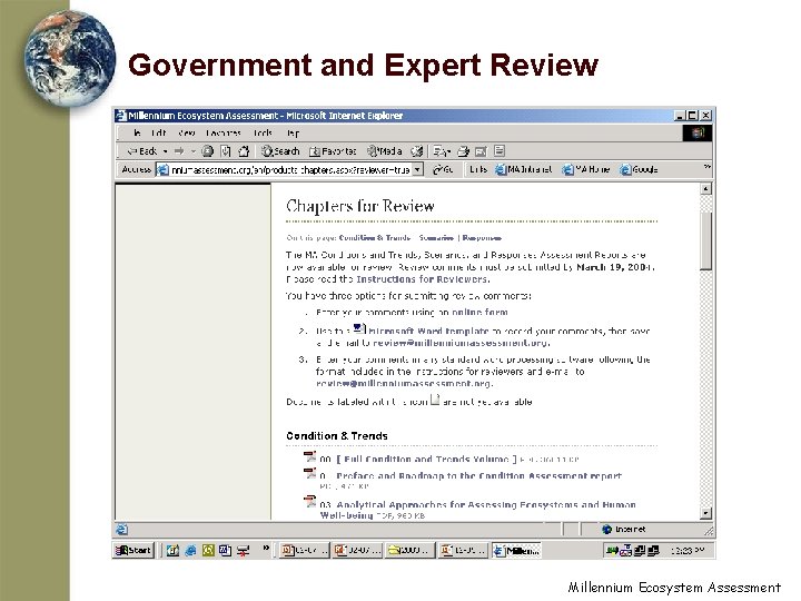 Government and Expert Review Millennium Ecosystem Assessment 