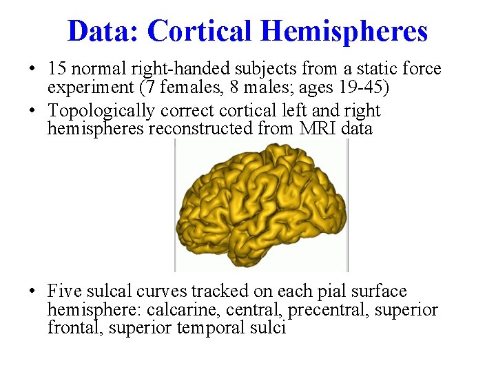 Data: Cortical Hemispheres • 15 normal right-handed subjects from a static force experiment (7