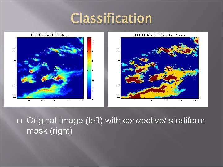 Classification � Original Image (left) with convective/ stratiform mask (right) 