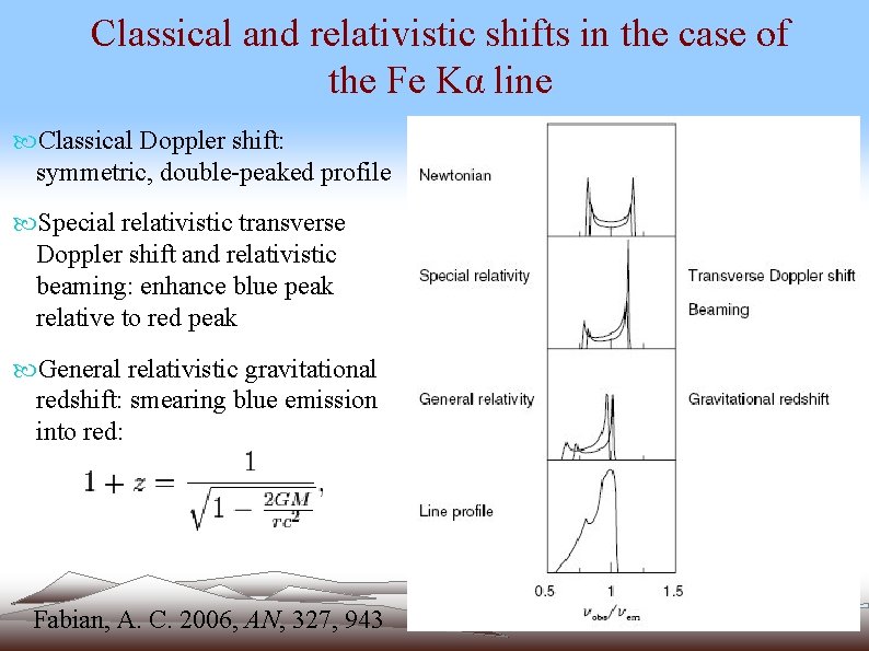 Classical and relativistic shifts in the case of the Fe Kα line Classical Doppler