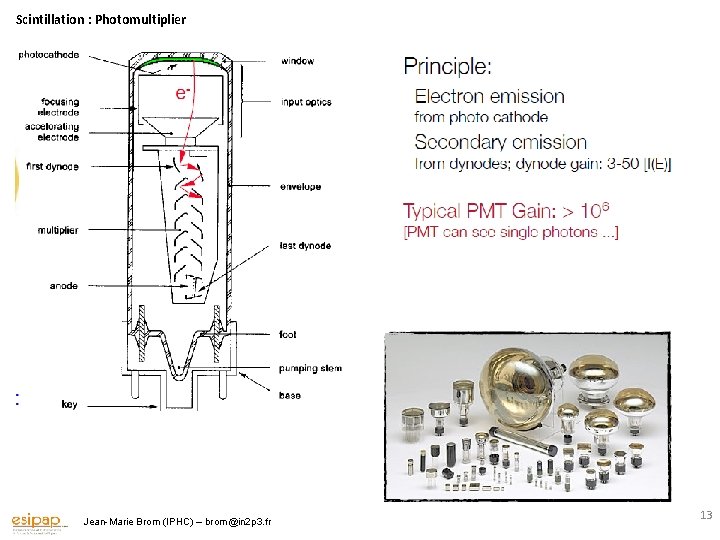 Scintillation : Photomultiplier Jean-Marie Brom (IPHC) – brom@in 2 p 3. fr 13 