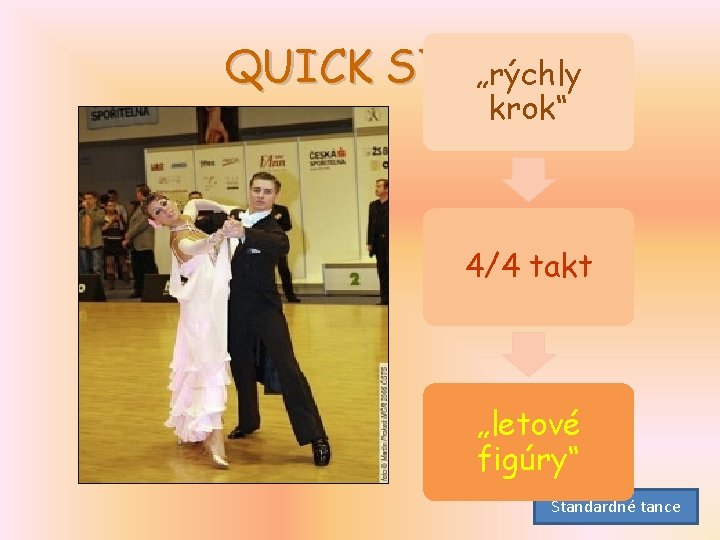 QUICK STEP„rýchly krok“ 4/4 takt „letové figúry“ Štandardné tance 