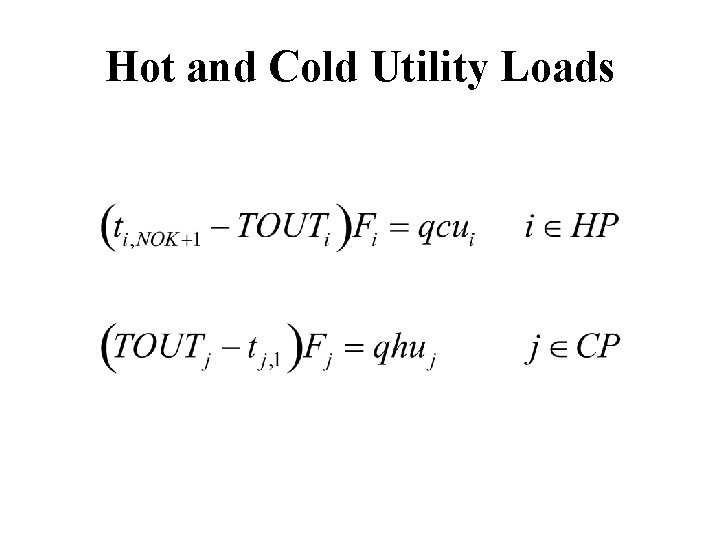 Hot and Cold Utility Loads 