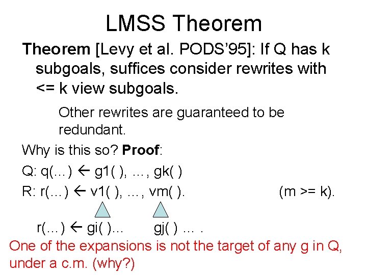 Query Answering Using Views Based On Pottinger And