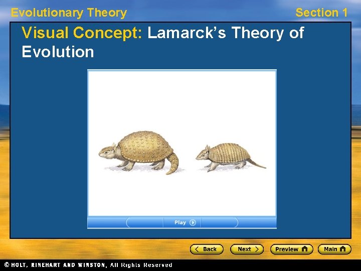 Evolutionary Theory Section 1 Visual Concept: Lamarck’s Theory of Evolution 