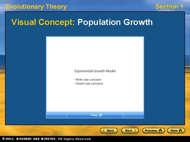 Evolutionary Theory Visual Concept: Population Growth Section 1 