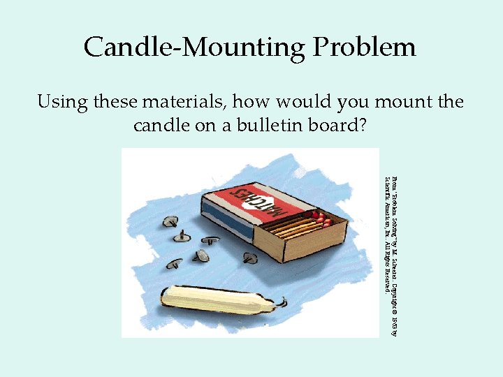Candle-Mounting Problem Using these materials, how would you mount the candle on a bulletin