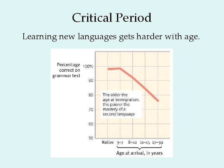 Critical Period Learning new languages gets harder with age. 