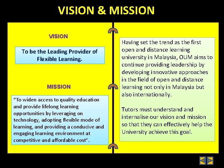 VISION & MISSION VISION To be the Leading Provider of Flexible Learning. MISSION “To