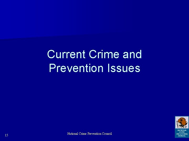 Current Crime and Prevention Issues 15 National Crime Prevention Council 