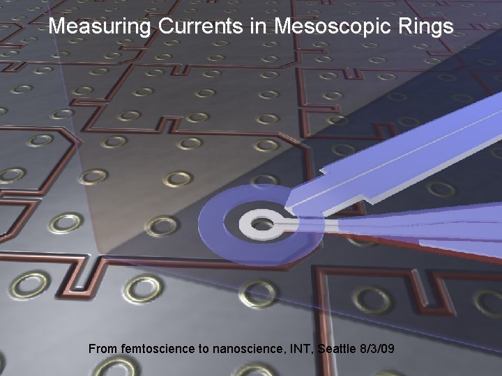 Measuring Currents in Mesoscopic Rings From femtoscience to nanoscience, INT, Seattle 8/3/09 