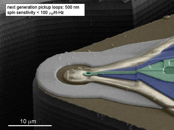 next generation pickup loops: 500 nm spin sensitivity < 100 B/rt-Hz 10 m 