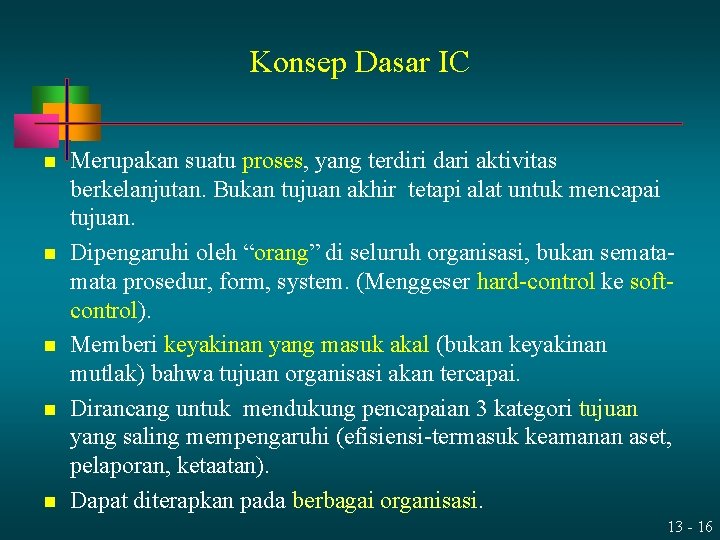 Konsep Dasar IC n n n Merupakan suatu proses, yang terdiri dari aktivitas berkelanjutan.