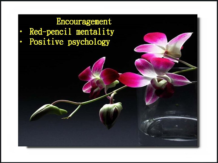 Encouragement • Red-pencil mentality • Positive psychology 