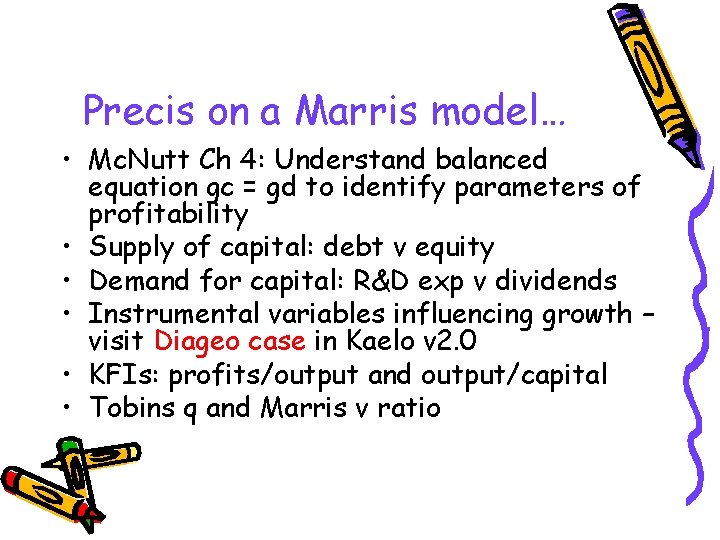 Precis on a Marris model… • Mc. Nutt Ch 4: Understand balanced equation gc