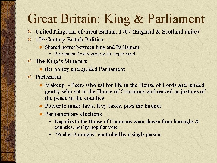 Great Britain: King & Parliament United Kingdom of Great Britain, 1707 (England & Scotland