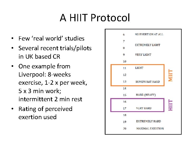 A HIIT Protocol • Few ‘real world’ studies • Several recent trials/pilots in UK A HIIT Protocol • Few ‘real world’ studies • Several recent trials/pilots in UK