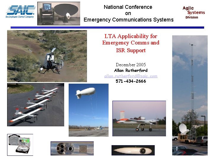 National Conference on Emergency Communications Systems LTA Applicability for Emergency Comms and ISR Support