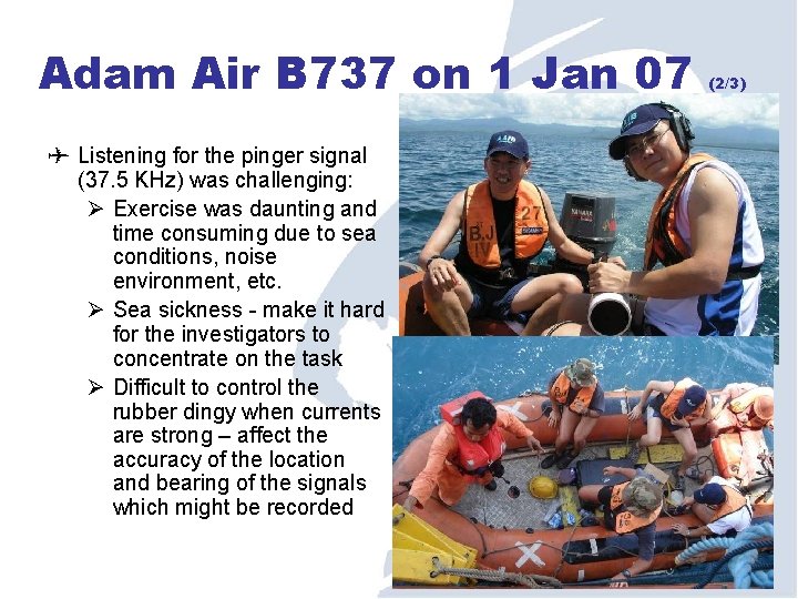 Adam Air B 737 on 1 Jan 07 (2/3) Listening for the pinger signal