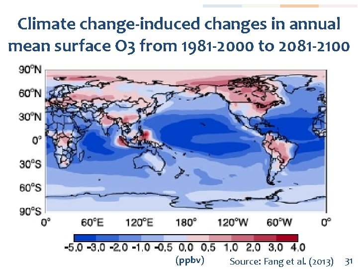 Climate change-induced changes in annual mean surface O 3 from 1981 -2000 to 2081