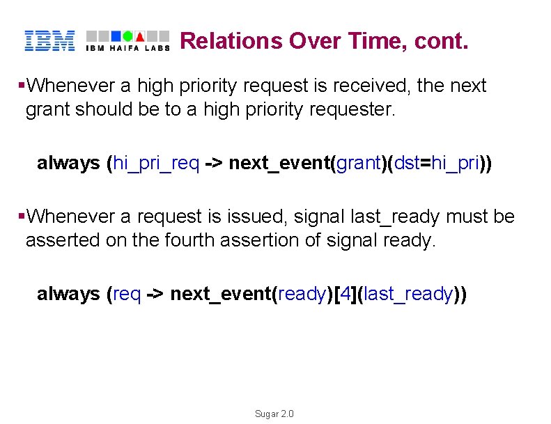 Relations Over Time, cont. §Whenever a high priority request is received, the next H