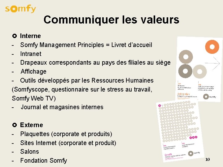 Communiquer les valeurs £ Interne - Somfy Management Principles = Livret d’accueil - Intranet Communiquer les valeurs £ Interne - Somfy Management Principles = Livret d’accueil - Intranet