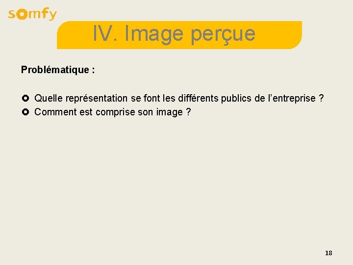 IV. Image perçue Problématique : £ Quelle représentation se font les différents publics de IV. Image perçue Problématique : £ Quelle représentation se font les différents publics de