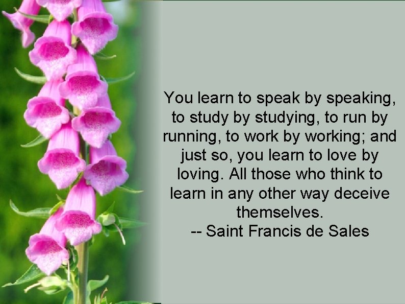 You learn to speak by speaking, to study by studying, to run by running,