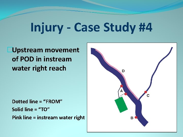 Injury - Case Study #4 �Upstream movement of POD in instream water right reach