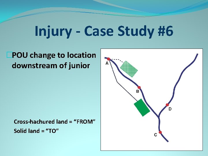 Injury - Case Study #6 �POU change to location downstream of junior Cross-hachured land