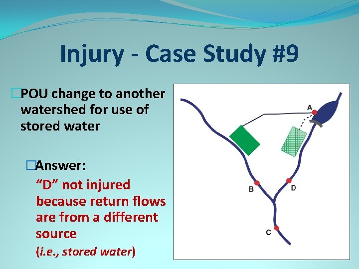 Injury - Case Study #9 �POU change to another watershed for use of stored