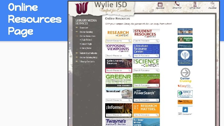 Online Resources Page Online Resources Page