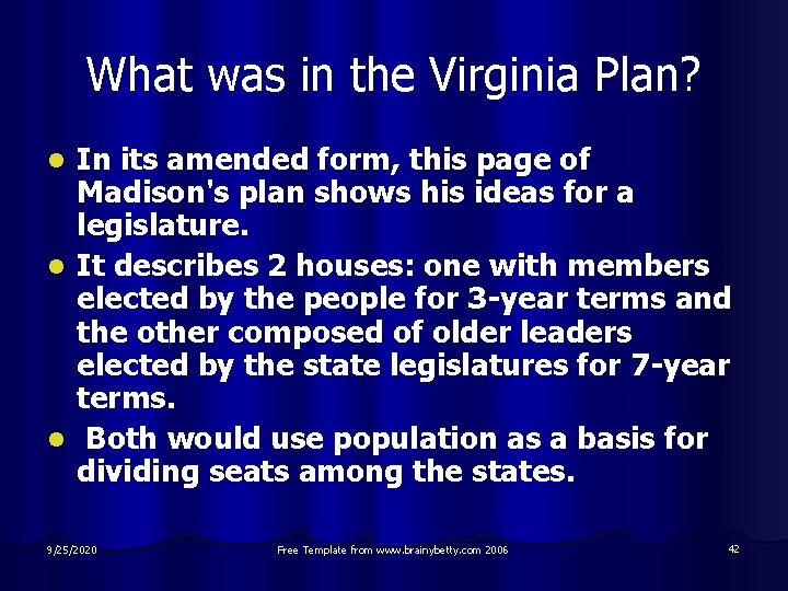 What was in the Virginia Plan? In its amended form, this page of Madison's