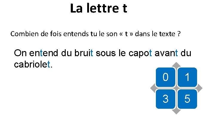 La lettre t Combien de fois entends tu le son « t » dans