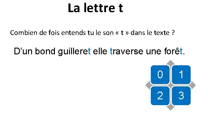 La lettre t Combien de fois entends tu le son « t » dans